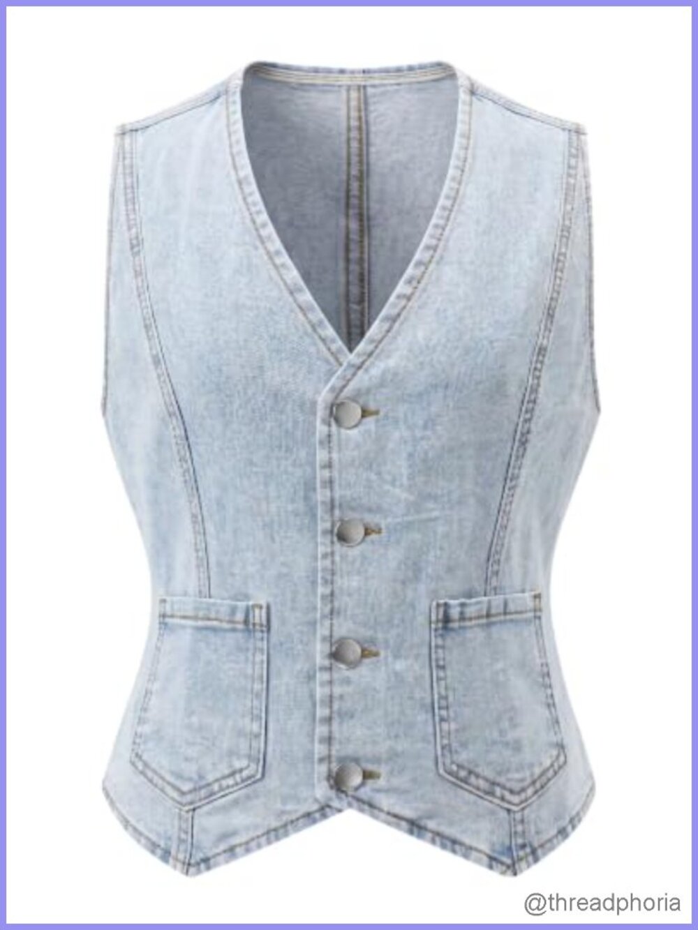 Women's Cropped Denim Vest Sleeveless V-Neck Washed Jean Top with Pockets